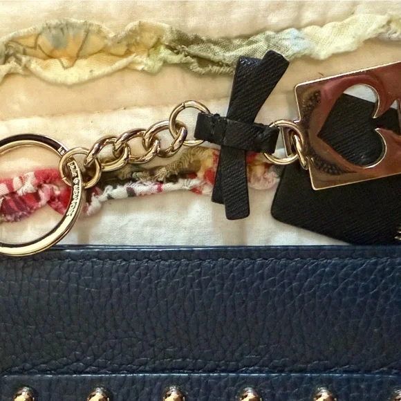 Navy Kate Spade Black Leather Studded Clutch - Picture 4 of 8